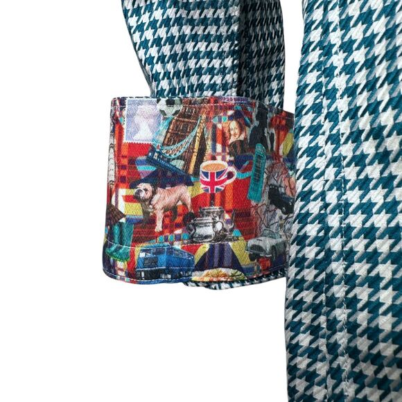 Robert Graham Shirt Men's Medium Blue Houndstooth UK England London Flip Cuff - Picture 5 of 11